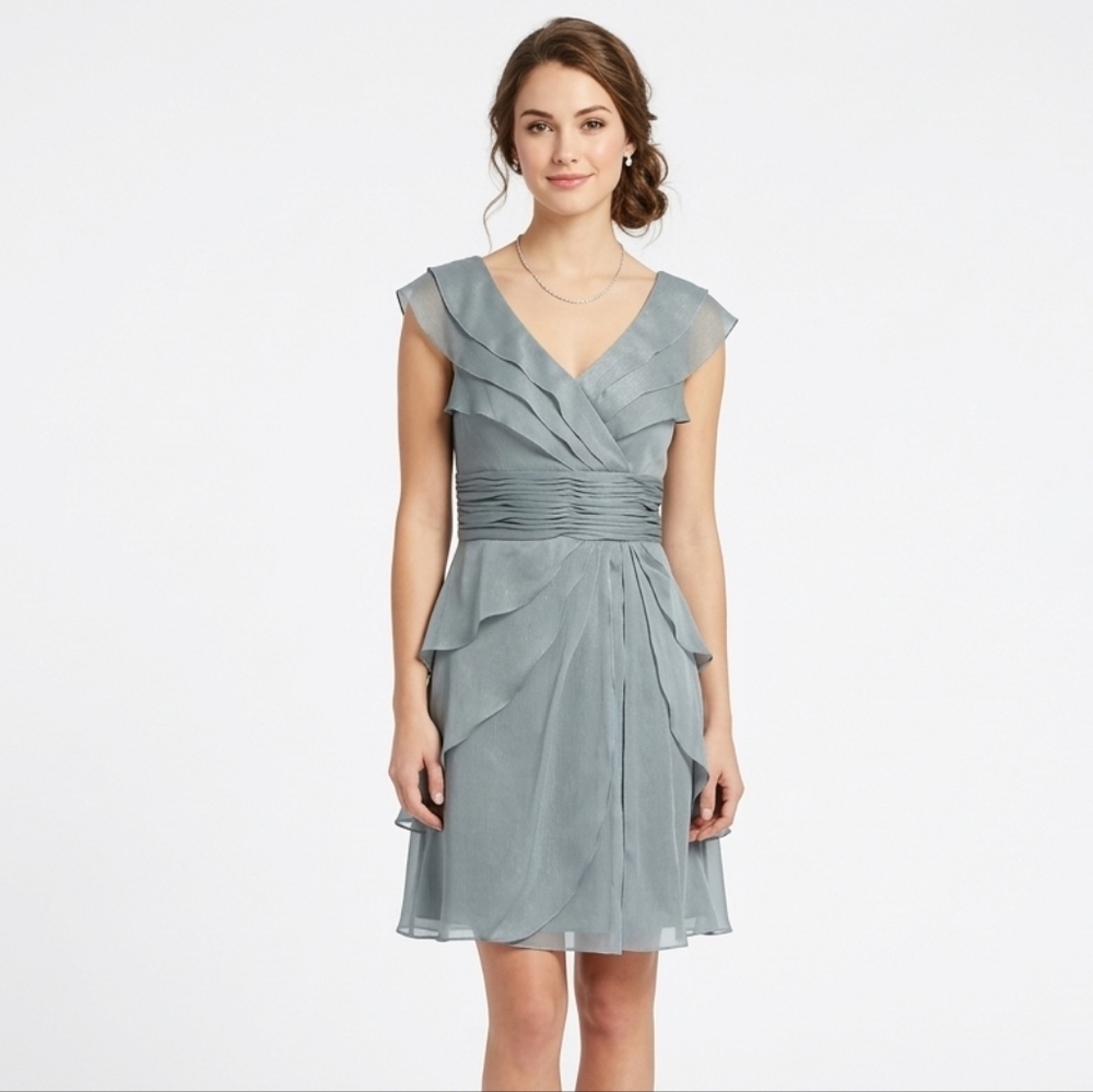 Ruffled Iridescent Blue/green Party Dress NWT
